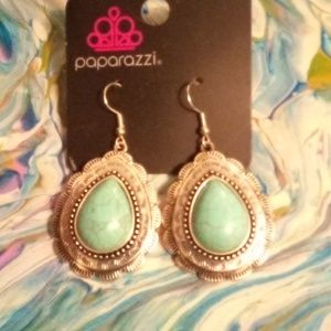 Paparazzi faux silver and turquoise earrings
